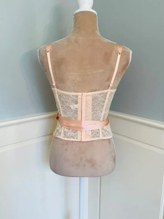 Victorias Secret Y2k Angels Corset Pink Lace Bustier Coquette Fairycore Top 36C - Picture 8 of 14